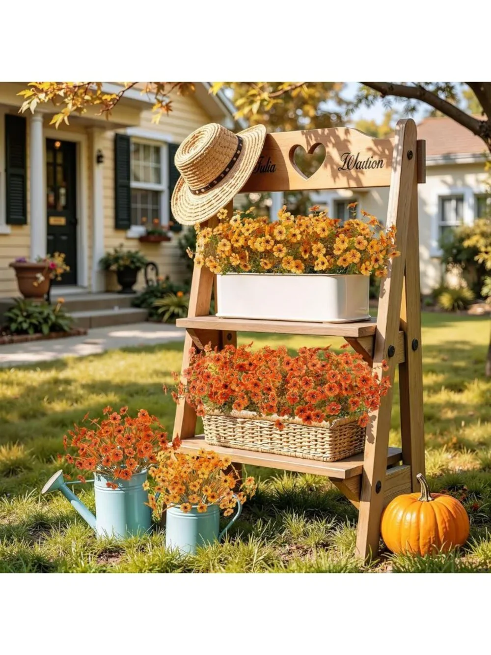24 Bundles UV Resistant Faux Fall Flowers - Perfect for Home Decor & Porches